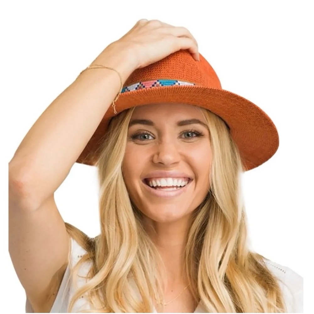 prAna Cybil Knit Fedora Hat Orange